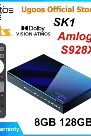 Ugoos SK1 Smart TV Box Android 11 Amlogic S928X-K 8GB 128GB Wifi 6 BT5.2 1000M décodeur Dolby Widevine L1 DTS Support